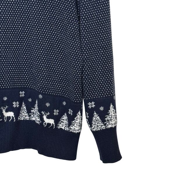 L.L. Bean Cotton Cashmere Blend Medium Petite Winter Scene Turtleneck Sweater - Picture 3 of 8